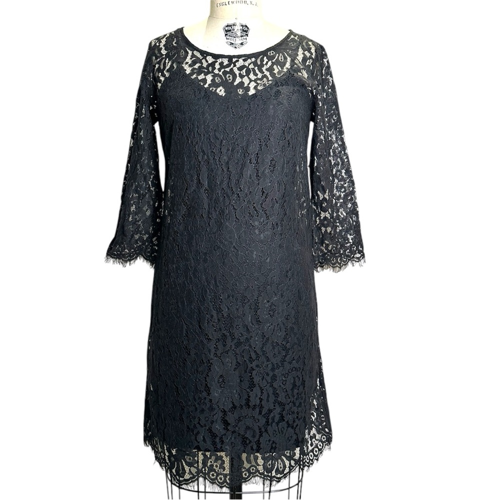 Anthropologie Black Lace Dress — Size SM